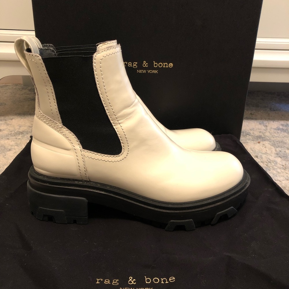 Rag & Bone white Chelsea Boots - Picture 8 of 11